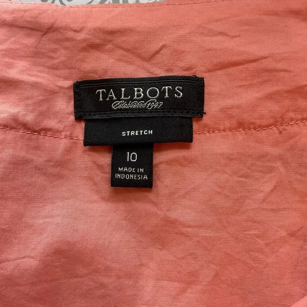 Talbots Peach RuffelEmpire Waist Short Sleeve Side Zipper Fitted Top 10 - Picture 5 of 7